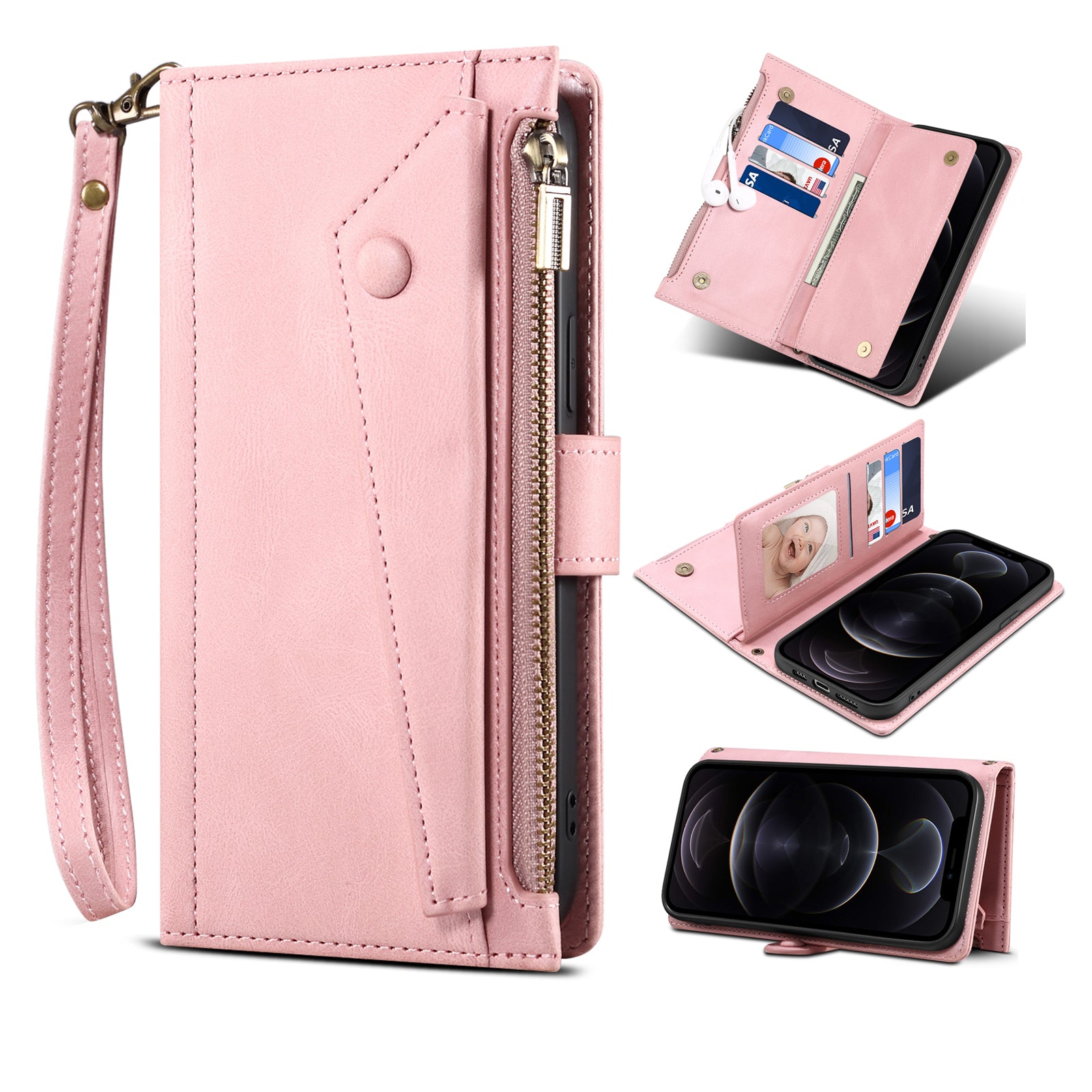 ESEBLE Star Series For iPhone 15 Pro Wallet Leather Phone Case Zipper Pocket RFID Blocking Cell Phone Stand Shell ESEBLE Star Series For iPhone 15 Pro Wallet Leather Phone Case Zipper Pocket RFID Blocking Cell Phone Stand Shell
